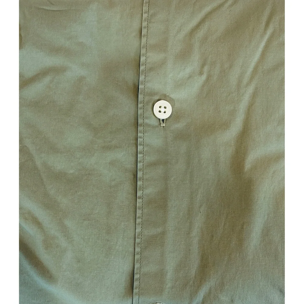 Banana Republic Mens Short Sleeve Button Down XL Olive Khaki Stretch Cotton